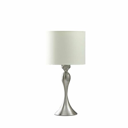 CLING 24.5 in. Bailey Modern Candlestick Metal Table Lamp, Brushed Silver CL3107775